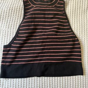 Victoria Secretly Striped Sleeveless Top - Black and Pink